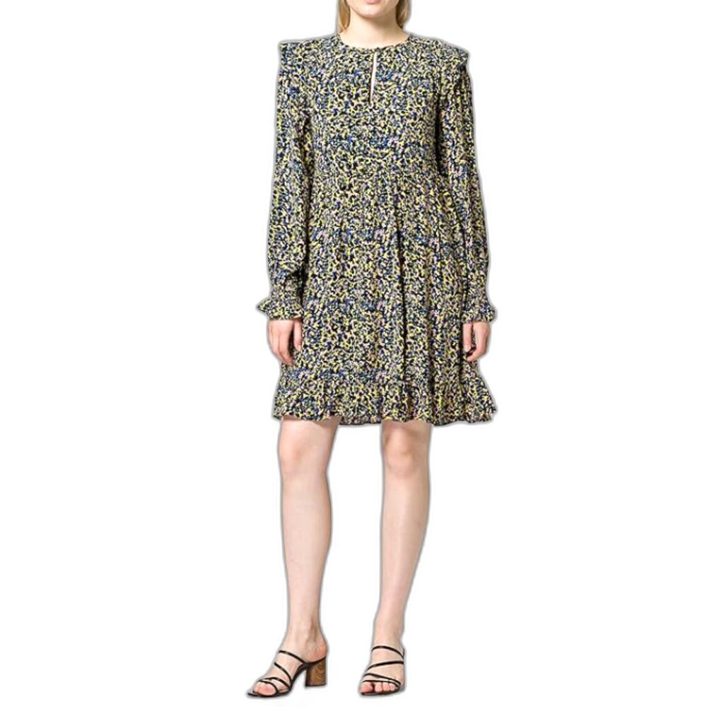 Scotch and Soda Print Ruffle Long Sleeve A-Line Dress - Women's XL
